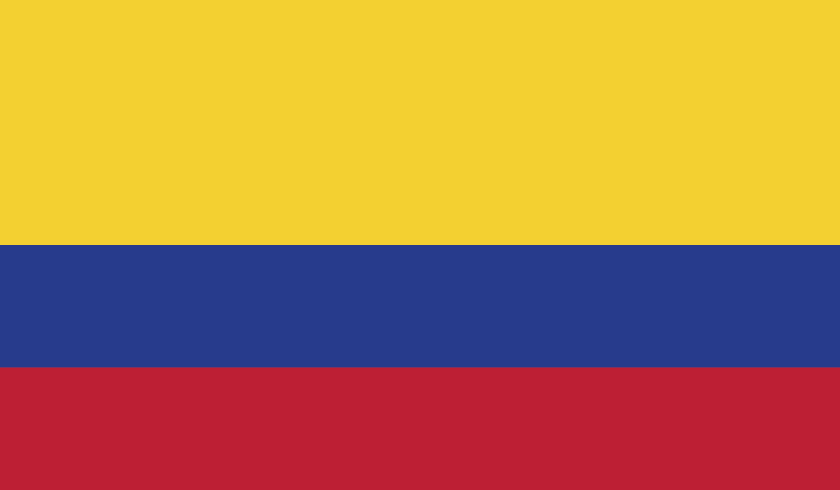 Horizontal tricolor flag with yellow, blue, and red stripes, resembling Colombia's flag