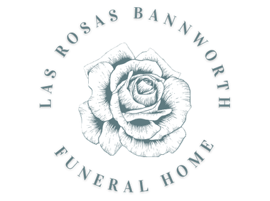 Las Rosas Bannworth Funeral Home logo with a rose centered in a circular text design