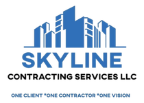 Skyline Contracting Services LLC Skyline Contracting Services LLC logo with blue skyline graphic and tagline