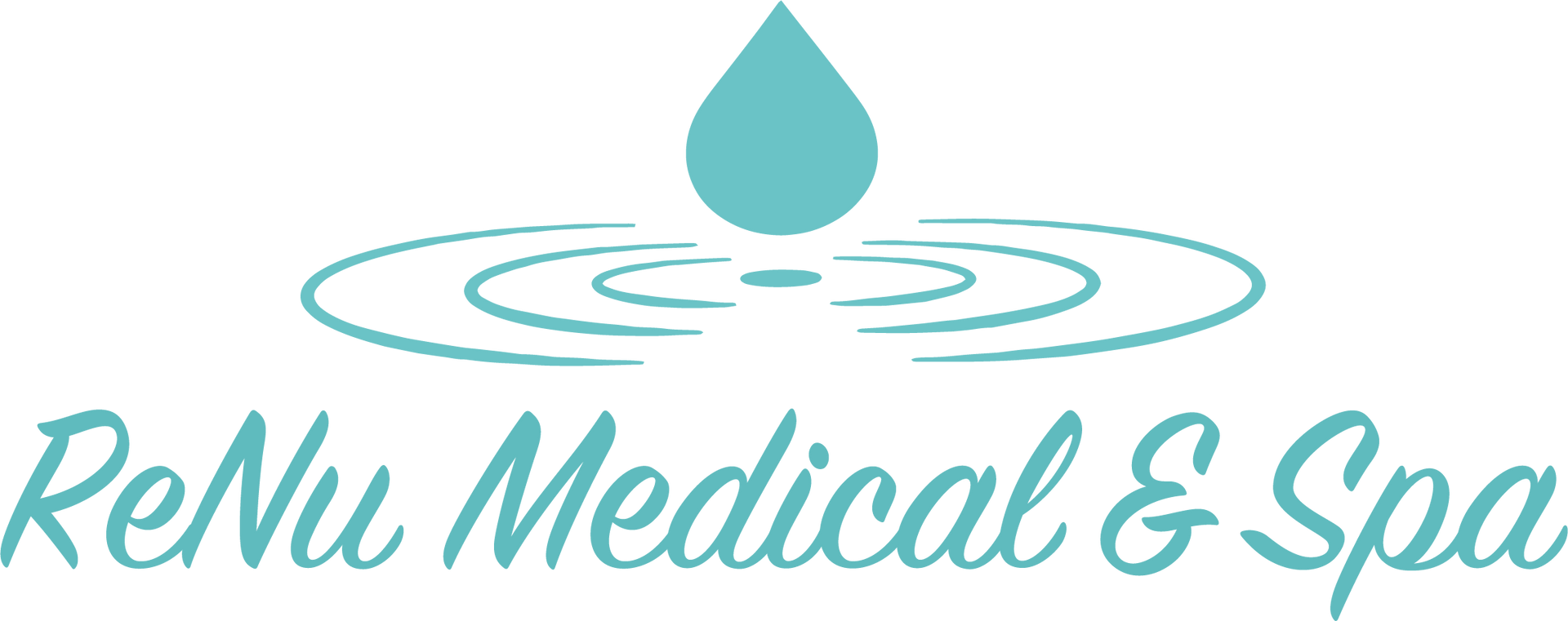 ReNu Medical & Spa logo with turquoise water droplet and ripple design