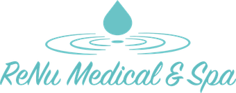 ReNu Medical & Spa logo with turquoise water droplet and ripple design