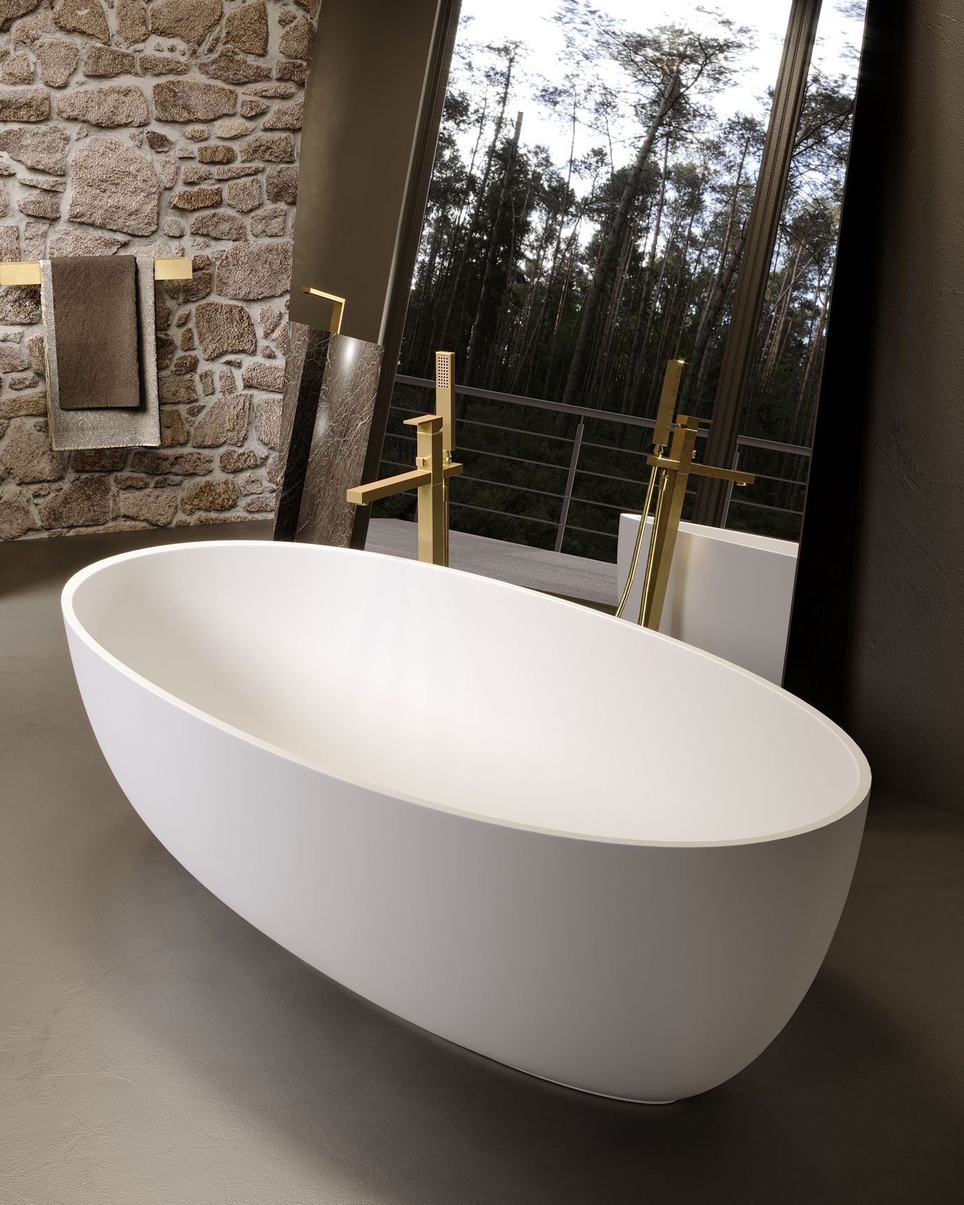 Mobile bagno sospeso bianco con lavabo integrato e due cassetti.