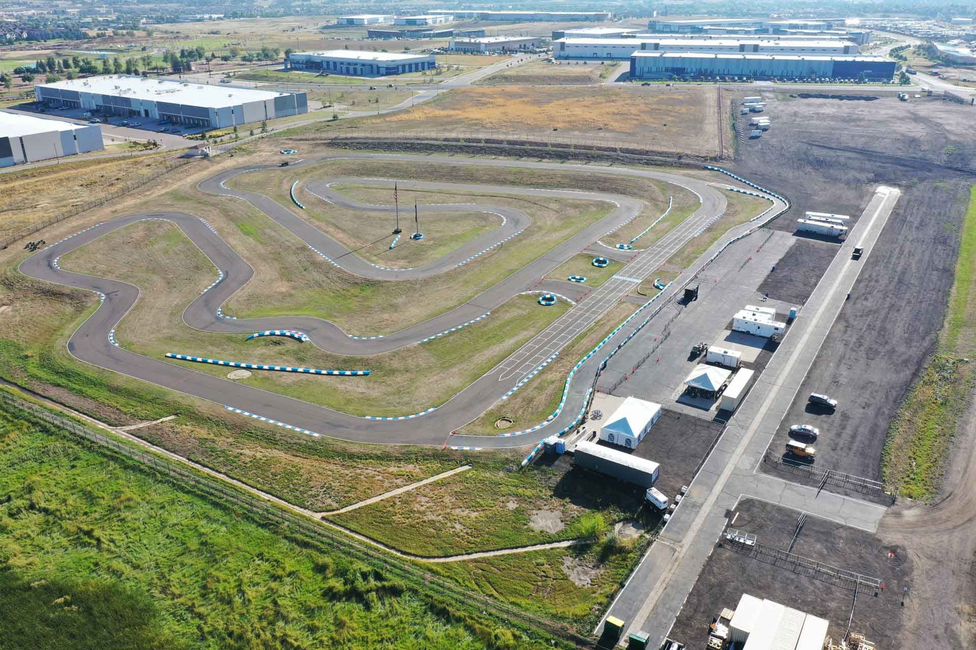 Full Aerial View of the race track at Colorado Karting Circuit