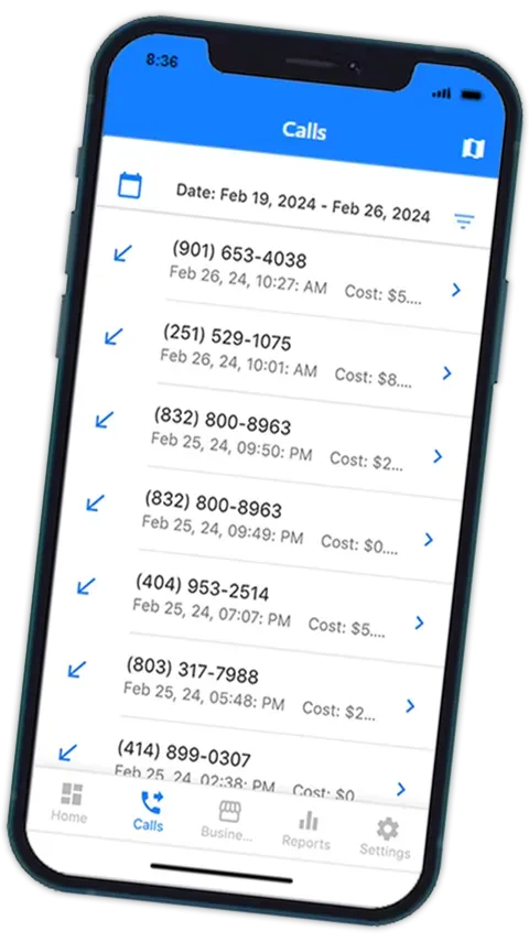 a cell phone with a list of calls on the screen .