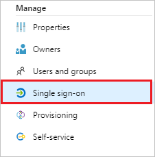 A screenshot of the manage menu with the single sign-on option highlighted.