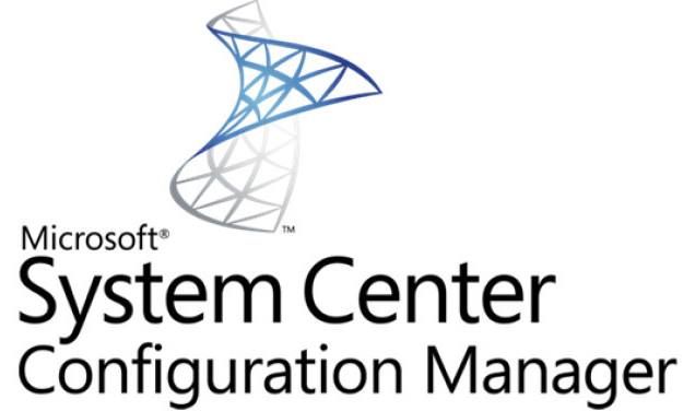 A microsoft system center configuration manager logo on a white background
