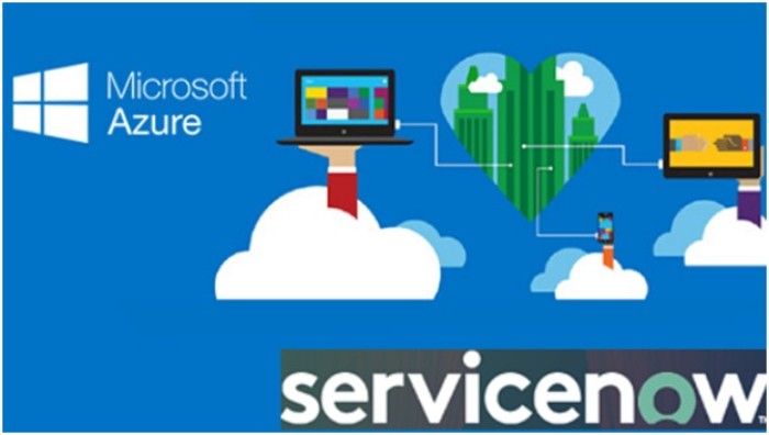 An advertisement for microsoft azure and servicenow