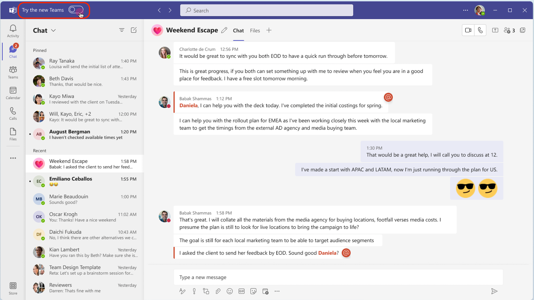 A screenshot of a messaging app on a computer.