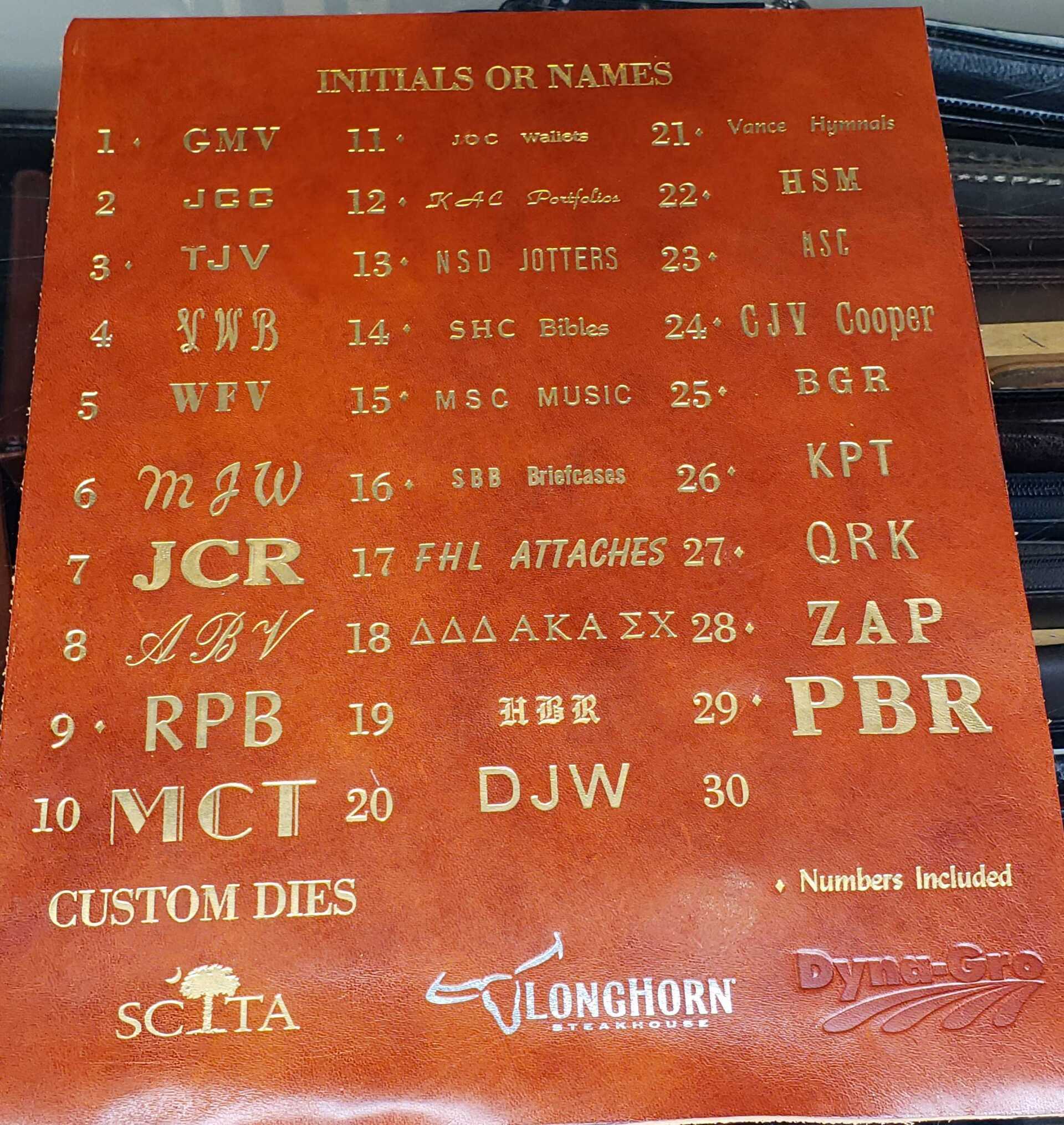 A sign that says initials or names on it