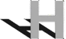 A letter h with a black shadow on a white background.