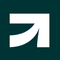 White upward arrow logo on a dark teal background