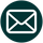 White envelope icon on a dark green circular background.