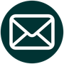 White envelope icon on a dark green circle, representing email or messaging.