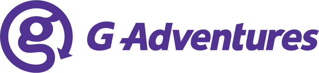 G Adventures logo in purple with stylized circular icon and wordmark