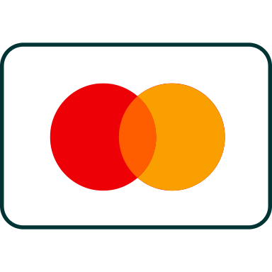 Mastercard logo with overlapping red and orange circles on a white background