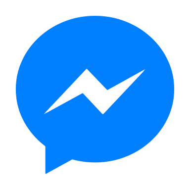 Blue Facebook Messenger chat bubble logo with white lightning bolt icon