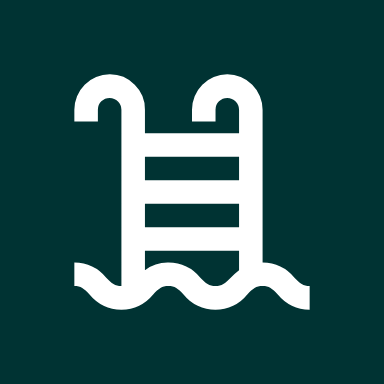 White ladder icon on a dark teal background, with a wavy bottom edge.