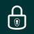 White padlock icon on dark teal background