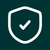 White shield with a checkmark on a dark teal background.