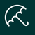 White umbrella icon on a dark teal background