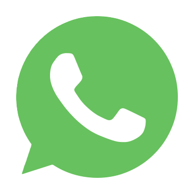 Green WhatsApp logo: white phone handset in a speech bubble.