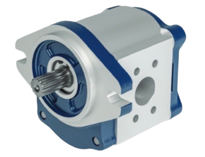 a close up of a blue and white hydraulic pump on a white background . a close up of a blue and white hydraulic pump on a white background .