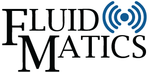 A logo for fluid matics is shown on a white background