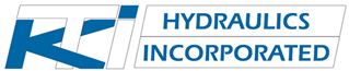A blue and white logo for hydraulics incorporated