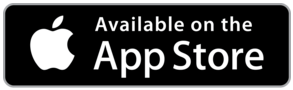 A black and white apple logo that says available on the app store