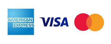 The american express and mastercard logos are next to each other on a white background.