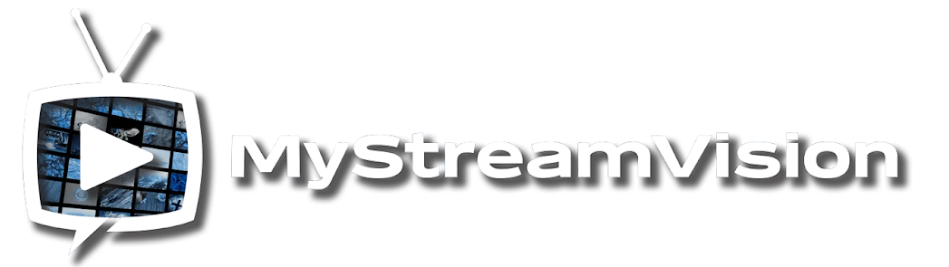 The logo for mystreamvision shows a television with a play button on it.