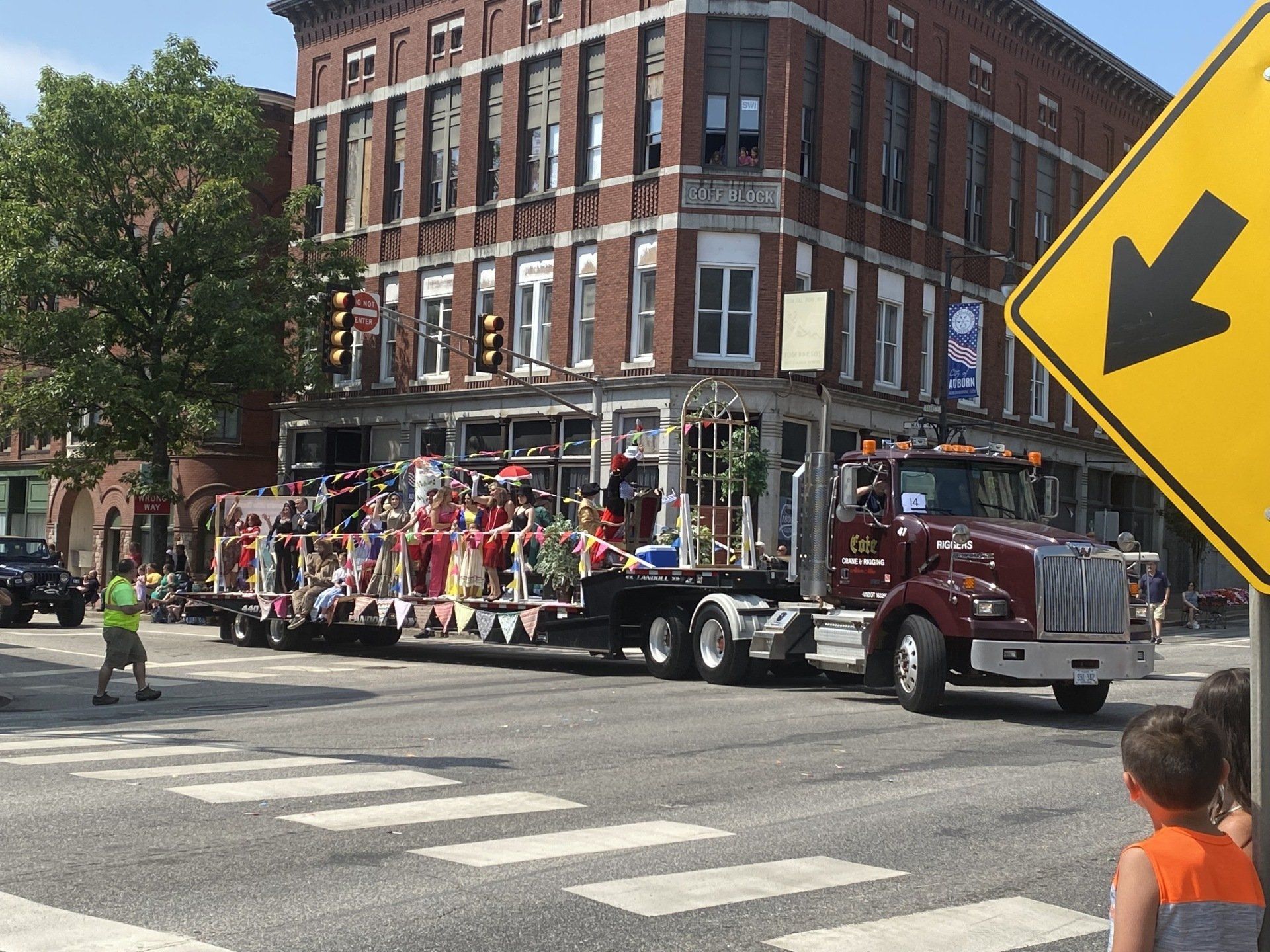 Heavy hauling trucking used in a local parade