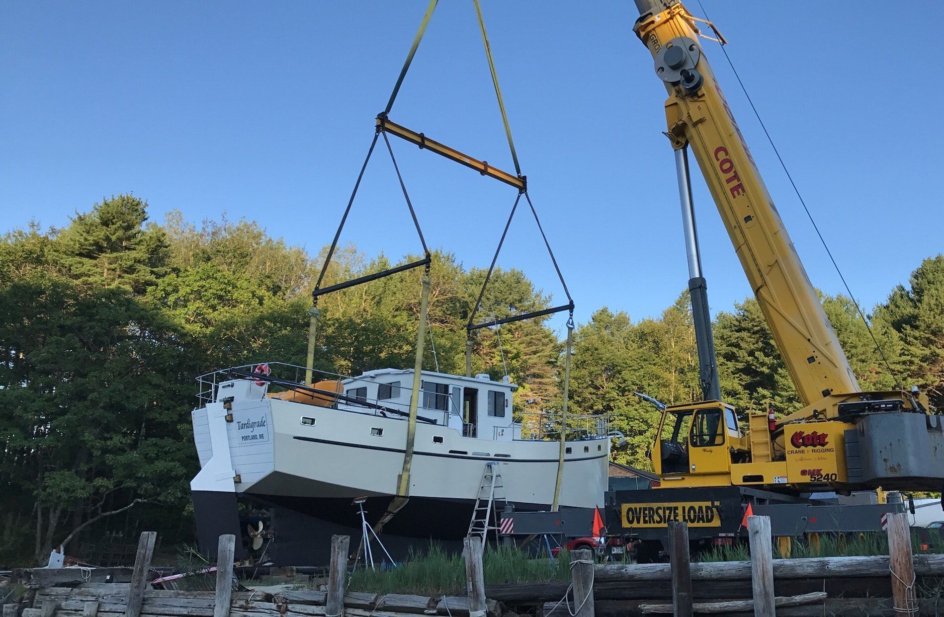 Crane Lifting a Boat