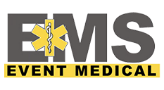The logo for ems event medical has a yellow star of life on it.