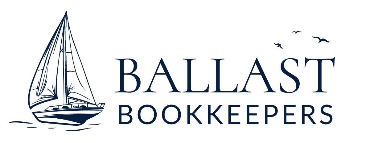 Logo of Ballast Bookkeepers with a sailboat and birds.