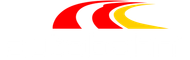 Three swooshes: red, white, and yellow, curving right.