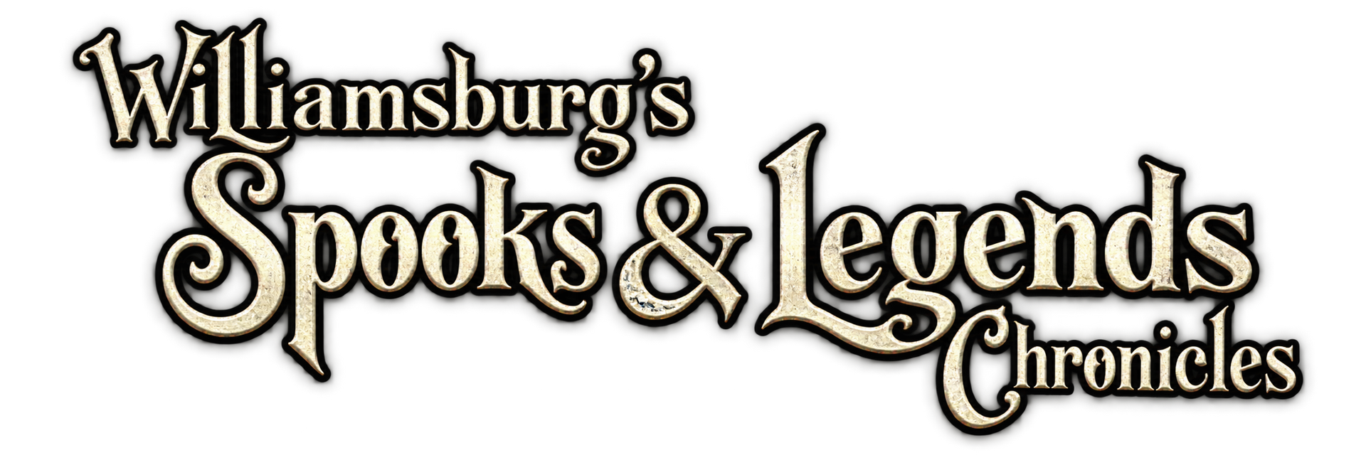 Williamsburg's Spooks & Legends Chronicles logo in black and gold text