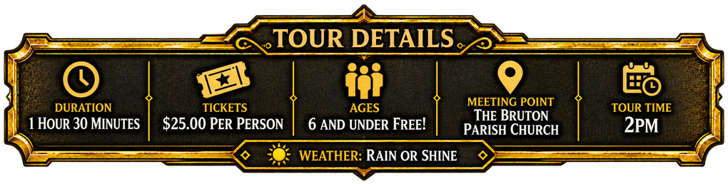 Dark gold Tour Details banner listing 4 world finals dates, times, and locations with icons and yellow text.