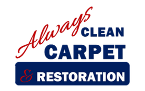 Logo for Always Clean Carpet & Restoration in red, blue, and white text