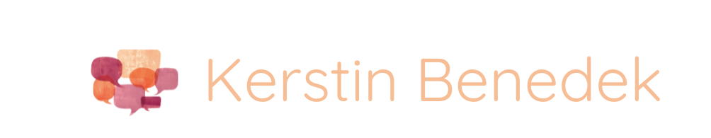 Logo mit rosa-orangefarbenem Symbol und dem Text „Kerstin Benedek“ in Hellorange.