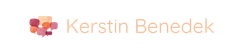 Logo mit rosa-orangefarbenem Symbol und dem Text „Kerstin Benedek“ in Hellorange.