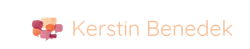 Logo mit rosa-orangefarbenem Symbol und dem Text „Kerstin Benedek“ in Hellorange.