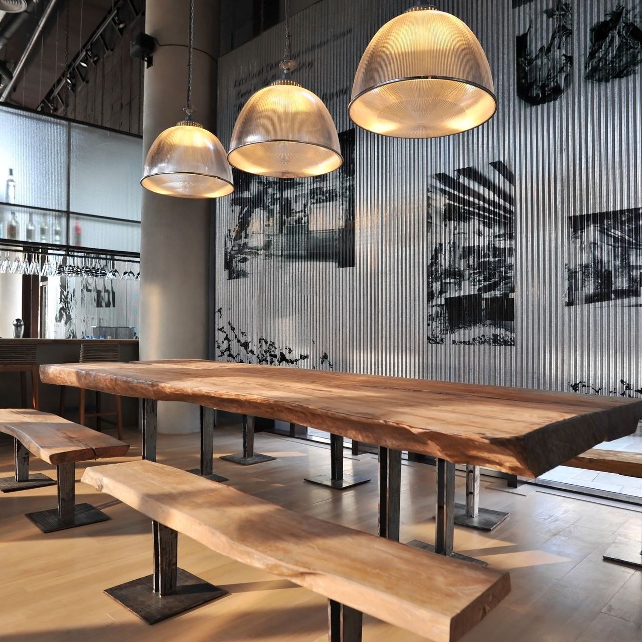 Industrial loft bar style.