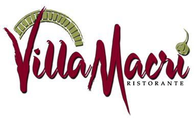 A red and green logo for villa macri ristorante