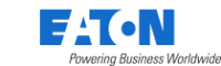 Un logo bleu et blanc pour eaton alimentant les entreprises dans le monde entier