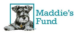 Maddie’s Fund logo with a black-and-white dog beside teal text on a white background