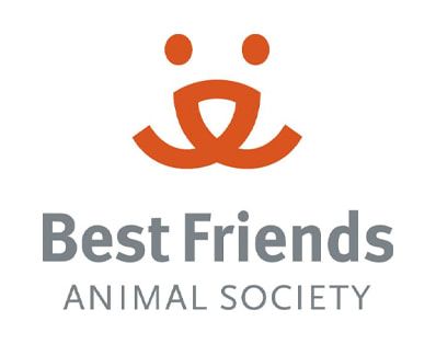 Best Friends Animal Society logo with orange stylized animal face above gray text