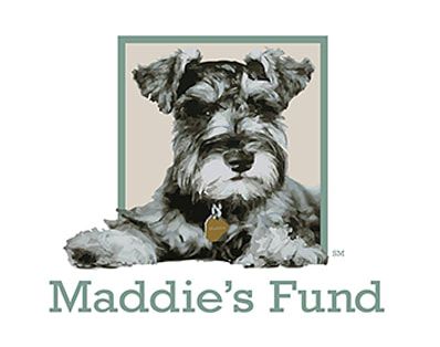 Schnauzer illustration with “Maddie’s Fund” text logo