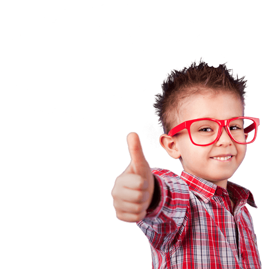 Smiling boy showing thumbs up gesture