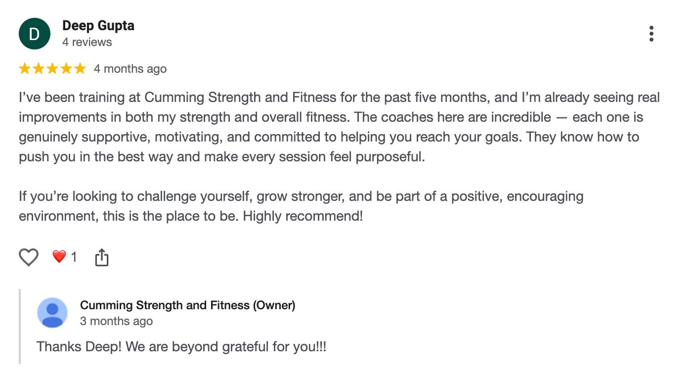 App store review praising a green stroller for comfort, stability, and smooth on rough terrain, with a reply below